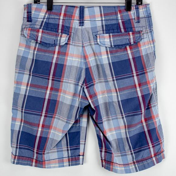 Men’s Plaid Shorts Red White & Blue 90s Americana Long Relaxed Fit | Old Navy 30 - Picture 11 of 12